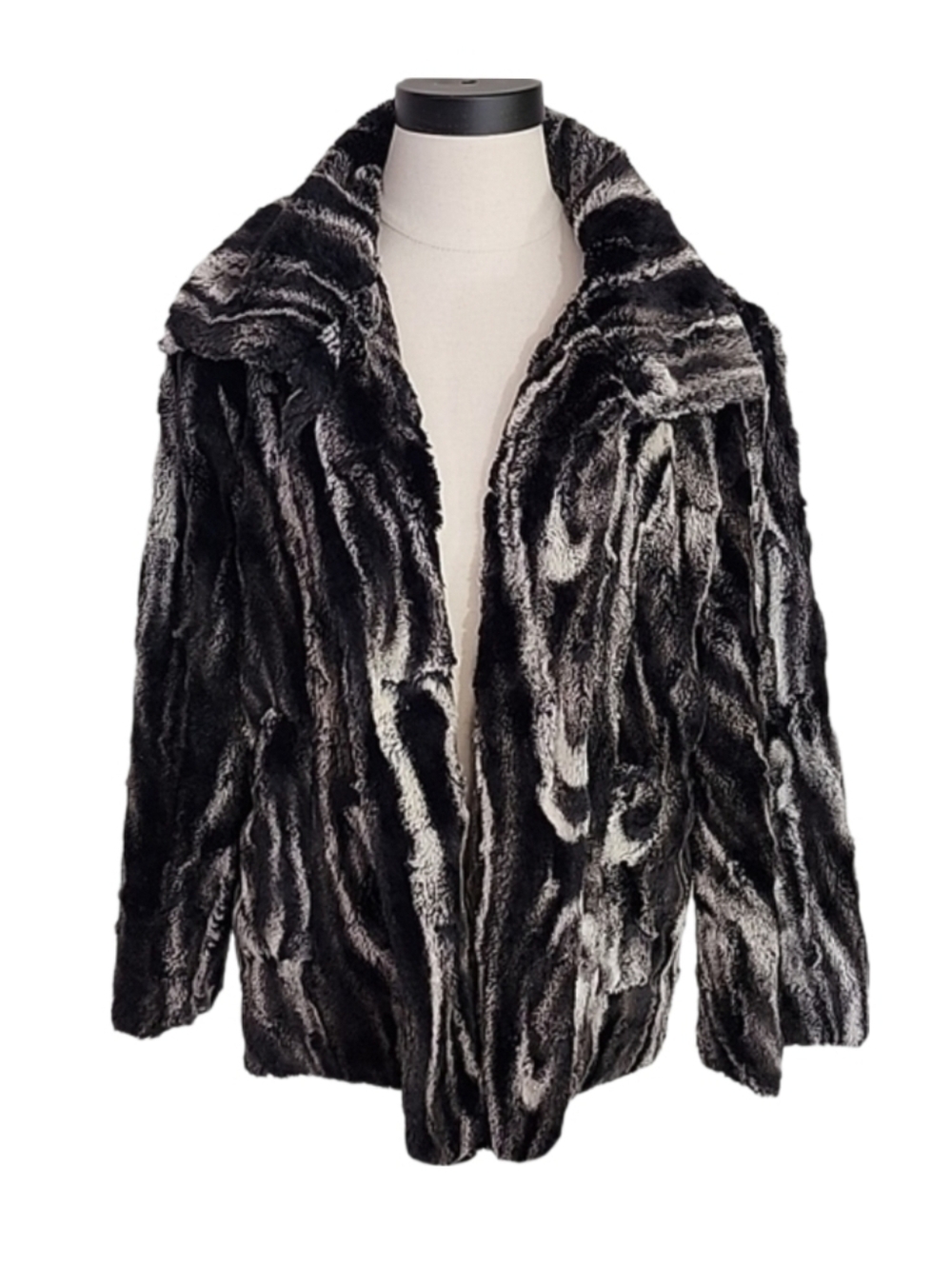 Erin London Jacket Faux Fur Luxurious Black Size L - Picture 11 of 11